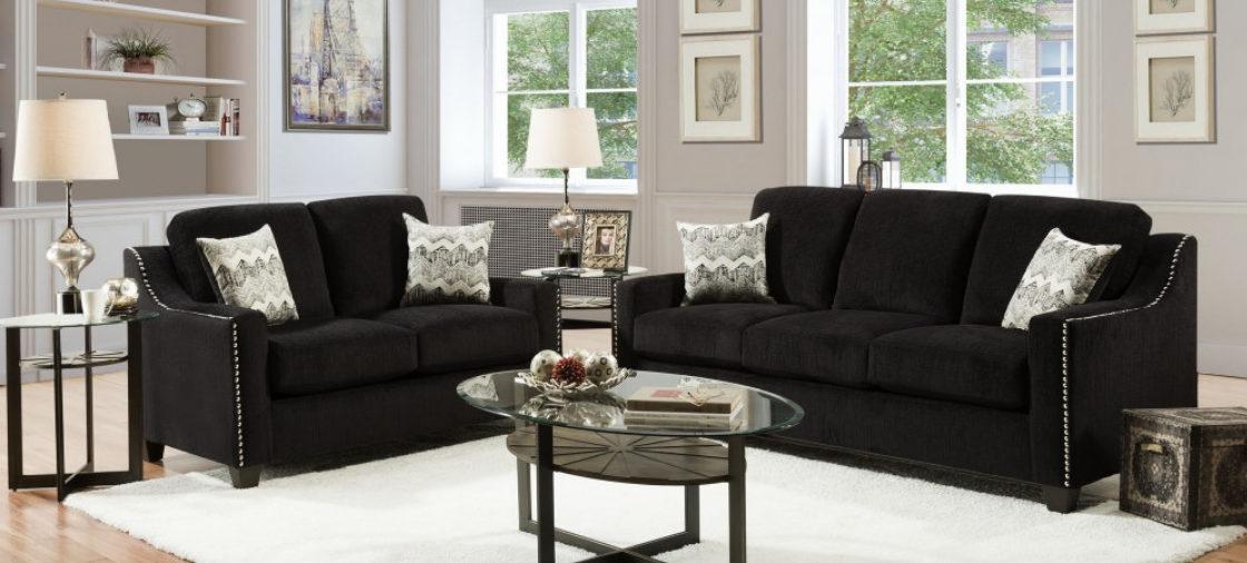 Brown modern sofa and loveseat set by American Freight