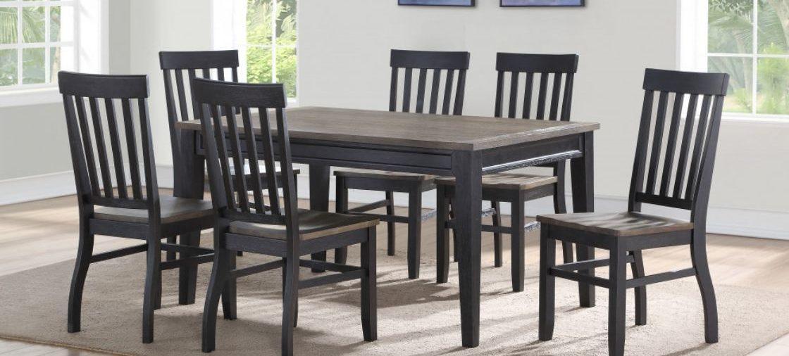 Brown wooden dining room set with 6 chairs by American Freight